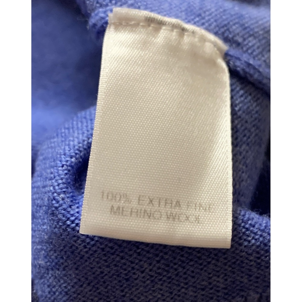 Turnbury Mens Extra Fine Merino Wool V Neck Sweater Blue Size XL - Picture 5 of 7